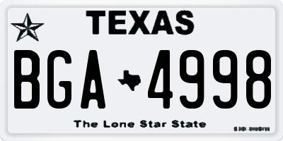 TX license plate BGA4998