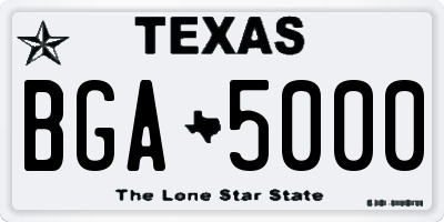 TX license plate BGA5000