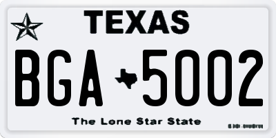TX license plate BGA5002