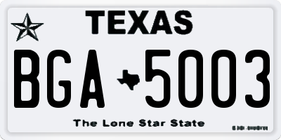 TX license plate BGA5003