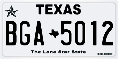 TX license plate BGA5012