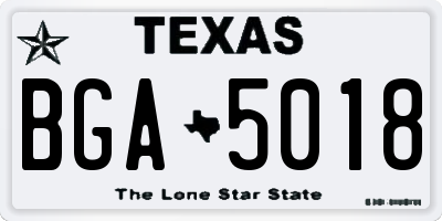 TX license plate BGA5018