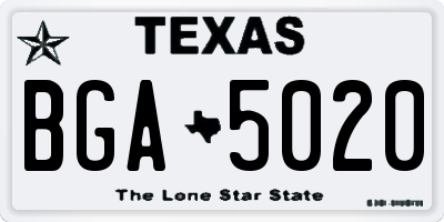TX license plate BGA5020