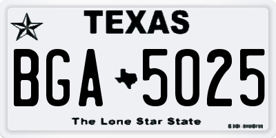 TX license plate BGA5025
