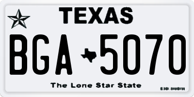 TX license plate BGA5070
