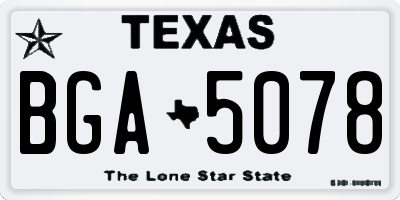 TX license plate BGA5078