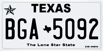 TX license plate BGA5092