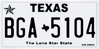 TX license plate BGA5104