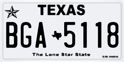 TX license plate BGA5118