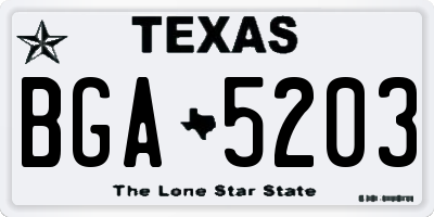 TX license plate BGA5203