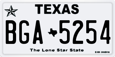 TX license plate BGA5254