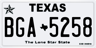 TX license plate BGA5258
