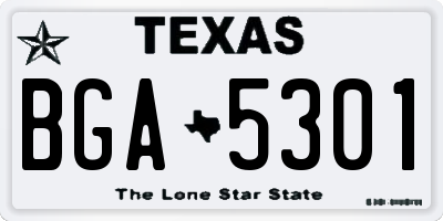 TX license plate BGA5301
