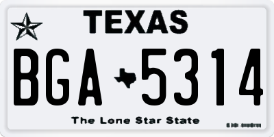 TX license plate BGA5314