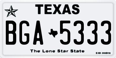TX license plate BGA5333