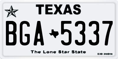 TX license plate BGA5337