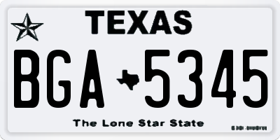 TX license plate BGA5345
