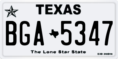 TX license plate BGA5347