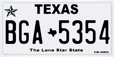 TX license plate BGA5354