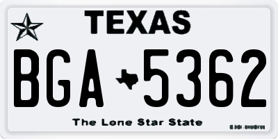 TX license plate BGA5362