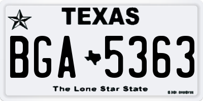 TX license plate BGA5363