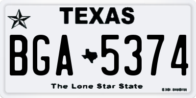 TX license plate BGA5374
