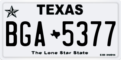 TX license plate BGA5377