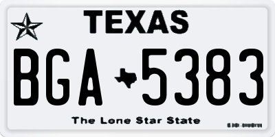 TX license plate BGA5383