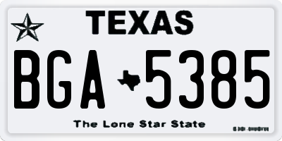 TX license plate BGA5385