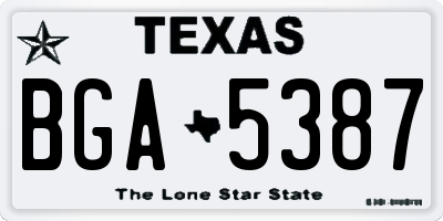 TX license plate BGA5387