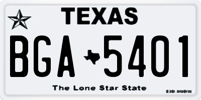 TX license plate BGA5401