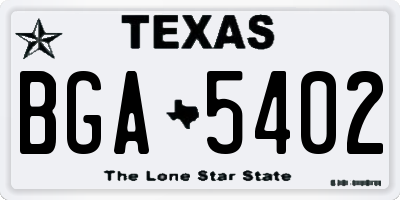TX license plate BGA5402