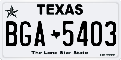 TX license plate BGA5403