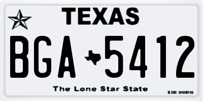 TX license plate BGA5412