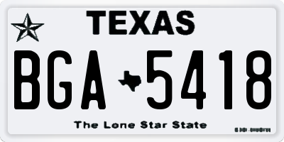 TX license plate BGA5418