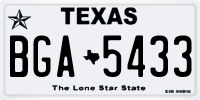 TX license plate BGA5433