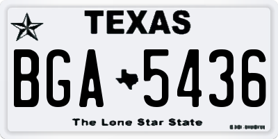 TX license plate BGA5436