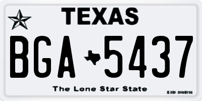 TX license plate BGA5437