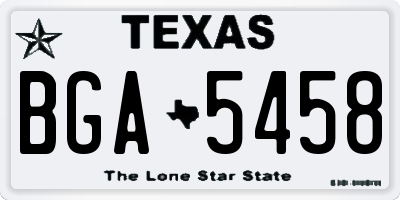 TX license plate BGA5458