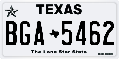 TX license plate BGA5462