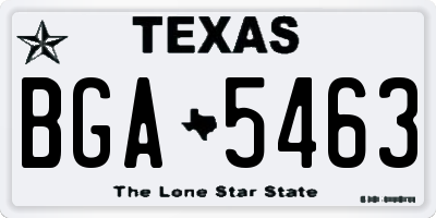 TX license plate BGA5463