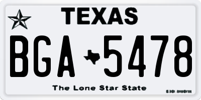 TX license plate BGA5478