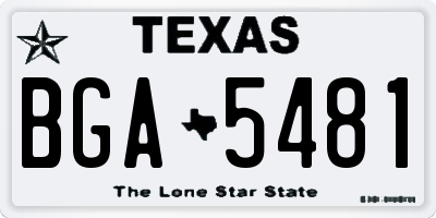 TX license plate BGA5481