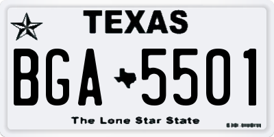 TX license plate BGA5501