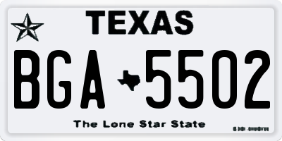 TX license plate BGA5502