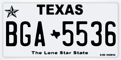 TX license plate BGA5536