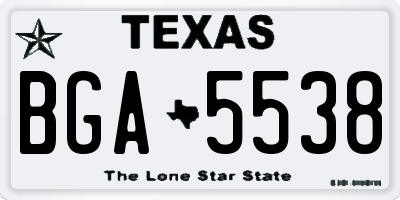 TX license plate BGA5538