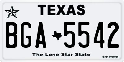 TX license plate BGA5542