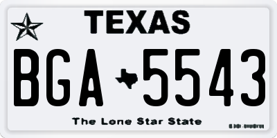 TX license plate BGA5543