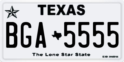 TX license plate BGA5555